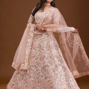 Mauve Threadwork Net Lehenga
