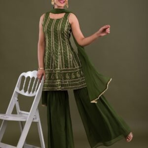 Mehendi Sequins Georgette Sharara Suit